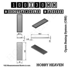 Load image into Gallery viewer, Rectangle Bases Range Sizes - 75x30mm to 125x40mm Medium Sizes 3d Print Full Range Tabletop Games - ModelBricks