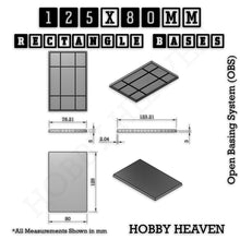 Load image into Gallery viewer, Rectangle Bases Range Sizes - 125x50mm to 200x175mm Large Sizes 3d Print Full Range Tabletop Games - ModelBricks