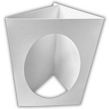 Load image into Gallery viewer, 10 Pack A6 White Oval Aperture Card Blanks & Envelopes, Tri-Fold - 300gsm - ModelBricks