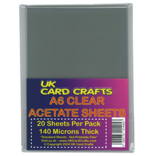Load image into Gallery viewer, 20 x A6 Clear Acetate Sheets – 140 Micron Transparent Film for Aperture Cards, Crafts & OHP - ModelBricks