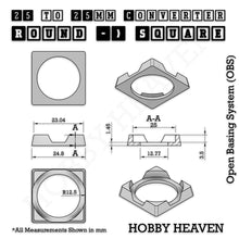 Load image into Gallery viewer, Round to Square Bases Shape and Size Converters 3d Print Full Range - ModelBricks
