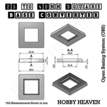 Load image into Gallery viewer, Square to Square Bases Size Converters 3d Print Full Range - ModelBricks