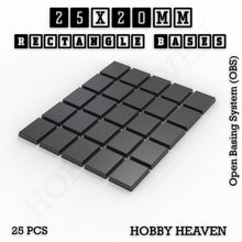 Load image into Gallery viewer, Rectangle Bases Range Sizes - 20x15mm to 75x25mm Small Sizes 3d Print Full Range Tabletop Games - ModelBricks