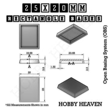 Load image into Gallery viewer, Rectangle Bases Range Sizes - 20x15mm to 75x25mm Small Sizes 3d Print Full Range Tabletop Games - ModelBricks