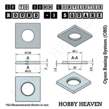 Load image into Gallery viewer, Round to Square Bases Shape and Size Converters 3d Print Full Range - ModelBricks