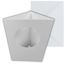 Load image into Gallery viewer, 10 Pack A6 White Top Circle Aperture Card Blanks & Envelopes, Tri-Fold - 300gsm - ModelBricks