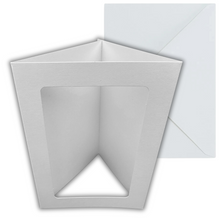 Load image into Gallery viewer, 10 Pack A6 White Rounded Oblong Rectangle Aperture Card Blanks & Envelopes, Tri-Fold - 300gsm - ModelBricks