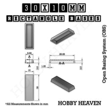 Load image into Gallery viewer, Rectangle Bases Range Sizes - 20x15mm to 75x25mm Small Sizes 3d Print Full Range Tabletop Games - ModelBricks