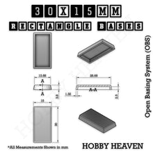 Load image into Gallery viewer, Rectangle Bases Range Sizes - 75x30mm to 125x40mm Medium Sizes 3d Print Full Range Tabletop Games - ModelBricks