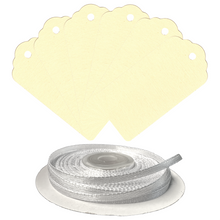Load image into Gallery viewer, 100 Rectangle Scalloped Gift Tags with White Satin Ribbon - 21 Colours Christmas - ModelBricks
