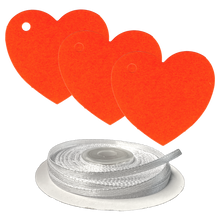Load image into Gallery viewer, 100 Heart Shaped Gift Tags with White Satin Ribbon - 21 Colours, Birthday Xmas - ModelBricks
