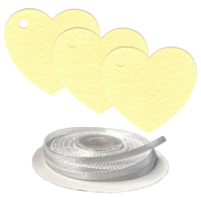 Load image into Gallery viewer, 100 Heart Shaped Gift Tags with White Satin Ribbon - 21 Colours, Birthday Xmas - ModelBricks