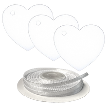 Load image into Gallery viewer, 100 Heart Shaped Gift Tags with White Satin Ribbon - 21 Colours, Birthday Xmas - ModelBricks