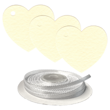 Load image into Gallery viewer, 100 Heart Shaped Gift Tags with White Satin Ribbon - 21 Colours, Birthday Xmas - ModelBricks