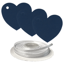 Load image into Gallery viewer, 100 Heart Shaped Gift Tags with White Satin Ribbon - 21 Colours, Birthday Xmas - ModelBricks