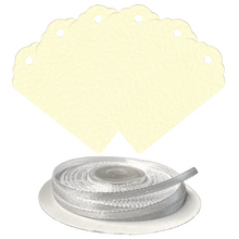 Load image into Gallery viewer, 100 Rectangle Scalloped Gift Tags with White Satin Ribbon - 21 Colours Christmas - ModelBricks