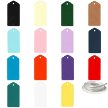 Load image into Gallery viewer, 100 Rectangle Scalloped Gift Tags with White Satin Ribbon - 21 Colours Christmas - ModelBricks