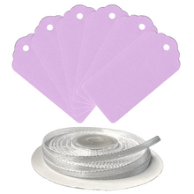 Load image into Gallery viewer, 100 Rectangle Scalloped Gift Tags with White Satin Ribbon - 21 Colours Christmas - ModelBricks