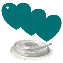 Load image into Gallery viewer, 100 Heart Shaped Gift Tags with White Satin Ribbon - 21 Colours, Birthday Xmas - ModelBricks