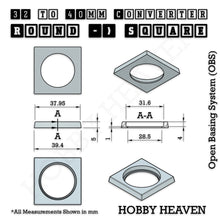 Load image into Gallery viewer, Round to Square Bases Shape and Size Converters 3d Print Full Range - ModelBricks