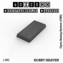 Load image into Gallery viewer, Rectangle Bases Range Sizes - 20x15mm to 75x25mm Small Sizes 3d Print Full Range Tabletop Games - ModelBricks