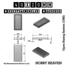 Load image into Gallery viewer, Rectangle Bases Range Sizes - 20x15mm to 75x25mm Small Sizes 3d Print Full Range Tabletop Games - ModelBricks