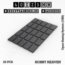 Load image into Gallery viewer, Rectangle Bases Range Sizes - 20x15mm to 75x25mm Small Sizes 3d Print Full Range Tabletop Games - ModelBricks