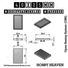 Load image into Gallery viewer, Rectangle Bases Range Sizes - 75x30mm to 125x40mm Medium Sizes 3d Print Full Range Tabletop Games - ModelBricks