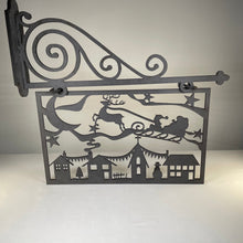 Load image into Gallery viewer, Hanging Novelty Santa Scene Sign - Handmade Ornament by Curious Rabbit ® - ModelBricks