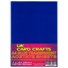 Load image into Gallery viewer, 5 x A4 Blue Acetate Sheets – 200 Micron Transparent Film for Crafts & OHP - ModelBricks