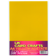 Load image into Gallery viewer, 5 x A4 Yellow Acetate Sheets – 200 Micron Thick Transparent Film for Crafting & Aperture Cards - ModelBricks