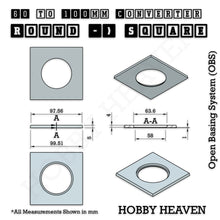 Load image into Gallery viewer, Round to Square Bases Shape and Size Converters 3d Print Full Range - ModelBricks