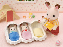 Load image into Gallery viewer, Sylvanian Families Chocolate Rabbit Triplets Care Set for Age 3 and Up
