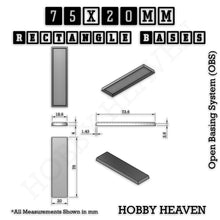 Load image into Gallery viewer, Rectangle Bases Range Sizes - 20x15mm to 75x25mm Small Sizes 3d Print Full Range Tabletop Games - ModelBricks