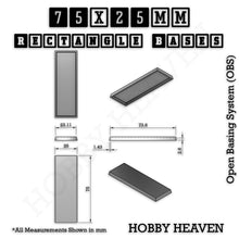 Load image into Gallery viewer, Rectangle Bases Range Sizes - 75x30mm to 125x40mm Medium Sizes 3d Print Full Range Tabletop Games - ModelBricks