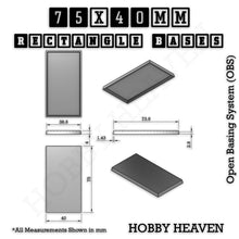 Load image into Gallery viewer, Rectangle Bases Range Sizes - 75x30mm to 125x40mm Medium Sizes 3d Print Full Range Tabletop Games - ModelBricks
