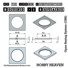 Load image into Gallery viewer, Round to Square Bases Shape and Size Converters 3d Print Full Range - ModelBricks