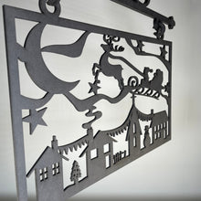 Load image into Gallery viewer, Hanging Novelty Santa Scene Sign - Handmade Ornament by Curious Rabbit ® - ModelBricks