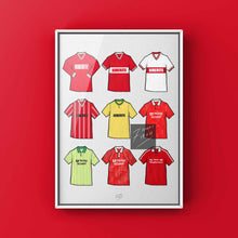 Load image into Gallery viewer, Bristol City Retro Shirts Football Print (9 Shirts)