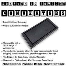 Load image into Gallery viewer, 50x24mm to 60x30mm Rectangle Bases Converters ABS Plastic - ModelBricks