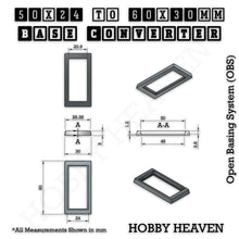 Load image into Gallery viewer, 50x24mm to 60x30mm Rectangle Bases Converters ABS Plastic - ModelBricks