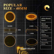 Load image into Gallery viewer, 40mm Round Bases | Plain Black Plastic Bases for Wargames| Miniature Wargaming Bases - ModelBricks