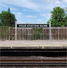 Load image into Gallery viewer, O Scale Pre-Coloured Single-Sided Personalised Steam-Era Station Name Board - Style 1 - One Line of Text - ModelBricks