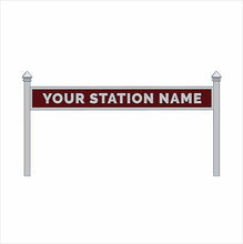 Load image into Gallery viewer, O Scale Pre-Coloured Single-Sided Personalised Steam-Era Station Name Board - Style 1 - One Line of Text - ModelBricks