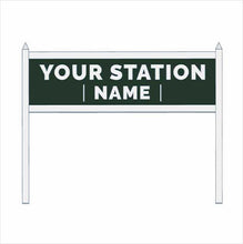 Load image into Gallery viewer, O Scale Pre-Coloured Single-Sided Personalised Steam-Era Station Name Board - Style 2 - Two Lines of Text