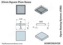 Load image into Gallery viewer, 20mm Square Plain Plastic Bases for Wargaming Miniatures - ModelBricks