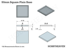 Load image into Gallery viewer, 50mm Square Plain Plastic Bases - ModelBricks