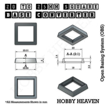 Load image into Gallery viewer, 20mm to 25mm Square Base Converter for Wargaming Miniatures | Hobby Heaven - ModelBricks