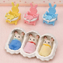 Load image into Gallery viewer, Sylvanian Families Chocolate Rabbit Triplets Care Set for Age 3 and Up