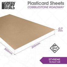 Load image into Gallery viewer, Green Stuff World: Textured Styrene Plasticard Sheet - Cobblestone Roadway - ModelBricks